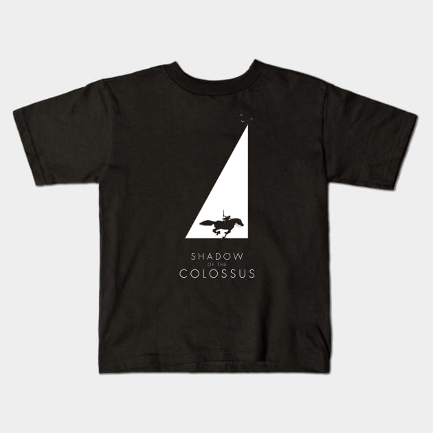 Shadow of the Colossus - Sanctuary silhouette white Kids T-Shirt by Mandos92